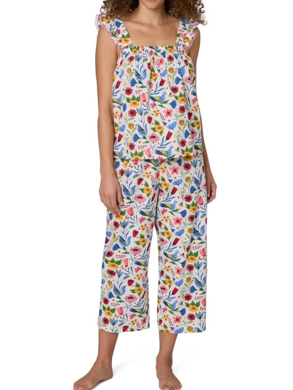 Loft AnneTaylor Capri /Tank Floral & Birds Pajamas  Multicolor XL
